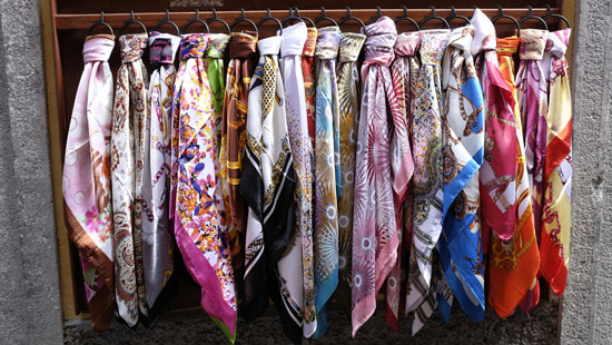 Silk scarf in Como Italy