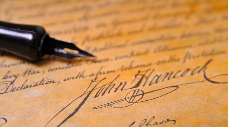 John Hancock on the Declaration of Independence