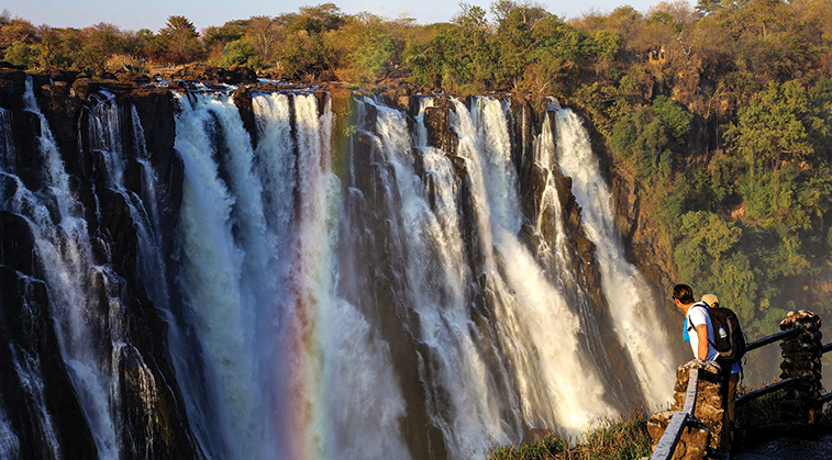 Victoria falls with a rainbow