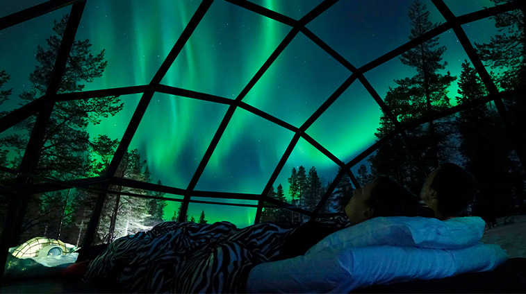 Igloo with Northern Lights