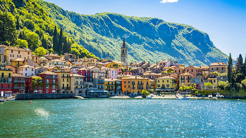 Sparkling Lake Como on a sunny day