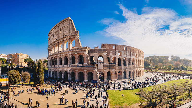 The Colosseum in Rome Italy on a sunny day