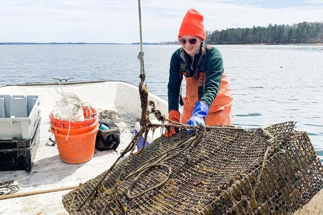 grantmaking, woman fishing, Wolfe Neck Oysters, Maine