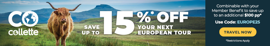 Europe is on Sale – Up to 15%* Off. Combinable with your member benefit to save up to an additional $100 pp* Use code: EUROPE25