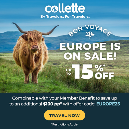 Europe is on Sale – Up to 15%* Off. Combinable with your member benefit to save up to an additional $100 pp* Use code: EUROPE25