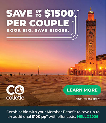 Save up to $1500* per couple. Combinable with your member benefit to save up to an additional $100 pp* Use code: HELLO2026