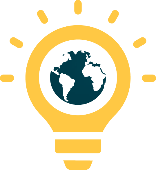light bulb icon with globe in the bulb