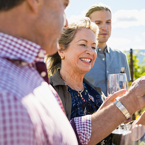 Woman smiling in vineyard