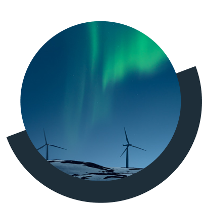  Wind turbines under northern lights