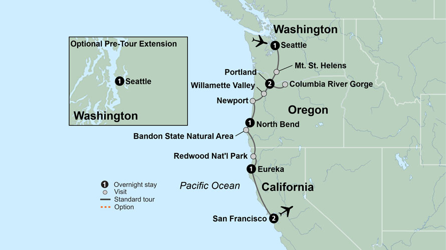 Discover the Pacific Northwest & California