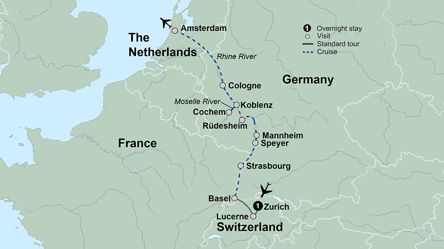 Rhine Moselle River Map Rhine & Moselle River Cruise & Travel Package W/Germany & More